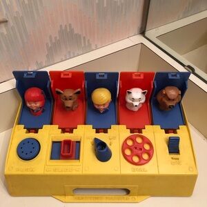 Vintage Kohner busy surprise box pop up animals, children with carry handle